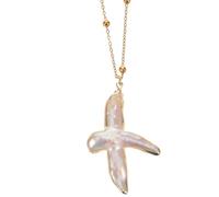 VILLCASE Collana Croce di Perle Barocche Minimalista per Battesimo Religioso da Donna e Uomo Gioiello di Fede Elegante Ciondolo Croce Accessorio Versatile per Feste e Occasioni Sacre