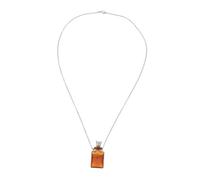 VILLCASE Collana Pendente Flacone Olio Essenziale Apribile 3ml in Vetro per | Coperchio a Corona, Catena Regolabile in Acciaio Inossidabile, Finitura Ambra