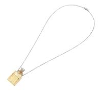 VILLCASE Collana Pendente Flacone Olio Essenziale Apribile 3ml in Vetro per | Coperchio a Corona, Catena Regolabile in Acciaio Inossidabile, Finitura Ambra