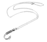 VILLCASE Collana Unisex Ciondolo a Forma di Amo da Pesca in Acciaio Inossidabile 316L Gioielli Commemorativi per Ceneri Urna Pendente Portacenere Leggero per Ricordi Personali