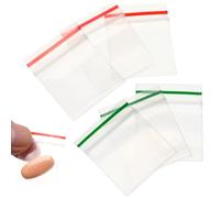 VILLCASE Confezione da 600 Pezzi di Mini Sacchetti Autosigillanti Trasparenti 2,5x3 Cm Bordo Rosso e Verde, Buste Sigillanti Portatili per Pillole, Alimenti e Piccoli Oggetti, Resistenti