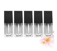 VILLCASE Contenitori per Lucidalabbra Neri 5 Pezzi da 10ml in Plastica Leggeri e Portatili per Viaggio Tubi Vuoti per Labbra Flat Square per Ragazze e Donne