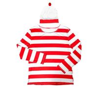 VILLCASE Costume Halloween Uomo Donna Completo Righe Rosse Bianche Cosplay Xl Resistente e Dettagliato per Feste e Party Tematizzati