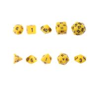 VILLCASE Dadi Poliedrici Acrilici Gialli, Dadi Multiforme Numeri Chiari, per Giochi da Tavolo ed Educazione, Confezione in Granuli