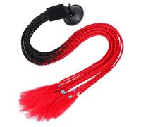 VILLCASE Decorazione per Casco da Moto Coda di Cavallo Intrecciata Finta Nera e Rossa Parrucca Treccia Resistente e Facile da Installare Accessorio per Caschi Motociclista