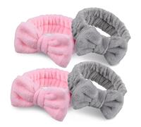 VILLCASE Fasce per Chioma Spa Set 4 in Pile di Corallo Accessori Eleganti Morbide e Antiscivolo, per Trattamenti Viso e Cura della Pelle per Donne e Ragazze