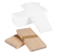 VILLCASE Kit Depilazione con 100 Strisce di Cera Morbida per Viso e Corpo e 100 Bastoncini di Legno Piatti per Ceretta Professionale e Casalinga, Strisce Depilatorie per Gambe, Braccia