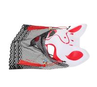 VILLCASE Maschera a Metà Volto a Forma di Volpe Rossa in Plastica e Tessuto Sottile ed Elegante per Cosplay Party e Feste, Adatta per Donne e Uomini