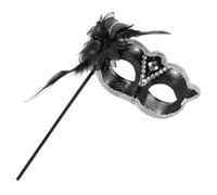 VILLCASE Maschera da Ballo Nera con Piume e Decorazioni Lucenti, Design Delicato e Portatile, per Performance Teatrali e Feste di Natale per Ragazze e Appassionate di Cosplay