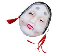 VILLCASE Maschera da Donna Bianca per Spettacolo Giapponese in Plastica, Design Creativo, Resistente a Deformazioni e Sbiadimenti, per Feste e Performance Teatrali