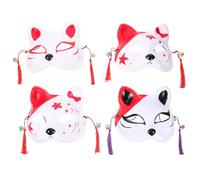 VILLCASE Maschera da Gatto Mezza Faccia Set da 4 Pezzi in Materiale Resistente Taglia Unica Comoda per Feste Cosplay e Halloween Maschere Volpe Giapponesi per Eventi e Spettacoli