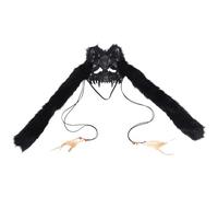 VILLCASE Maschera da Lupo Mannaro Mezza Faccia Piume Sintetiche Nere Costume da Halloween e Carnevale per e Adulti Accessorio Cosplay per Feste e Fotografia