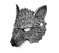 VILLCASE Maschera Lupo Mezza Faccia in Pu Nera per Halloween e Cosplay, Accessorio Creativo e Realistico per Festa e Travestimenti