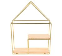 VILLCASE Mensola da Muro Contemporanea in Legno e Ferro, Oro, per Oggetti | Espositore Compatto per Collezionisti e Amanti delle Piante, Adatta a Ufficio e Appartamenti in Affitto