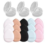 VILLCASE Mini Puff per Fondotinta da Donna, Set 15 Pezzi 3 Scatole, Spugnetta per Trucco Compatta Cinghia, Adatta a Cipria Compatta e Polvere Libera, per Ritocchi Viso in Viaggio