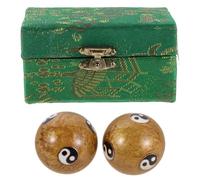 VILLCASE Palline Cinesi di Baoding per Esercizi Manuali 42mm in Smalto Dorato Set da 1 Paio per Terapia e Riabilitazione delle Dita Strumento Massaggio per Benessere e Meditazione a Casa