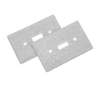 VILLCASE Placca Decorativa per Interruttore della Luce con Cristalli Argento 2 Pezzi, Copertura per Presa da Parete in Plastica, Stile Moderno, per Camera da Letto e Bagno