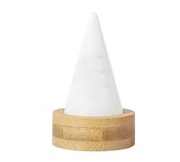 VILLCASE Porta Anelli in Bambù Base Rotonda e Cono Bianco | Espositore per Fede e Anello, Uso in Festa della Mamma e Natale, Struttura in Bambù e Lint
