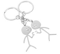 VILLCASE Portachiavi Coppia in Acciaio Inossidabile a Forma di Stickman Disegno Creativo Set da 2 Ciondoli Decorativi Leggeri e Compatti Portachiavi Uomo per Borsa Auto e Chiavi