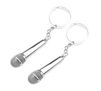 VILLCASE Portachiavi Microfono in Metallo Argento Set 2 Pezzi Ciondoli Decorativi per Borsa Accessori Creativi per Festival Fai da Te