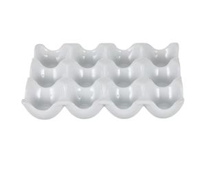 VILLCASE Portauova in Ceramico Bianco 12 Scomparti Stabile e Facile da Usare, Design a Scanalature, per Conservare Uova nel Frigorifero Durante Viaggi su Strada