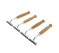 VILLCASE Rasoio Manuale Facile da Pulire Barba Uomo e Manico in Bambù Lama in Acciaio Inox Sicuro per Rasatura Professionale Confezione 4 Pezzi a Casa nei Barbieri