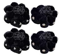 VILLCASE Retine Elegante Poliestere Donna e 4 per da Pezzi Nero in Chioma Chic Facili da Usare per Decorare per Acconciature da Ballerina Raccolti