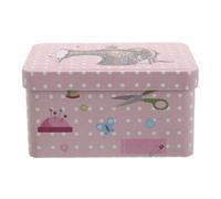 VILLCASE Scatola di Metallo con Coperchio Ribaltabile Rettangolare per Cucito in Latta Organizer Compatto Portatile per Accessori da Cucito per Uso Domestico e Viaggi