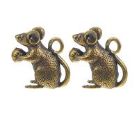 VILLCASE Sculture di Ratto in Ottone 2 Pezzi per Ornamenti Natalizi e Soprammobili, per Decorazioni da Tavolo in Ufficio e Abitazioni