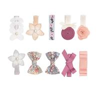 VILLCASE Set 10 Pezzi Clip per Chioma Bambina Fiore e Fiocco, Fermagli in Poliestere e Decorazioni Lucenti, Adatti a Qualsiasi Acconciatura per Tenere la Frangia Lontana dal Viso