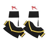 VILLCASE Set 2 Peluche Orsetto Laurea 30cm con Tocco Nero, Mantello Giallo e Pergamena, Morbido e Versatile per Celebrazioni Classe 2027