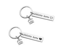 VILLCASE Set 2 Portachiavi in Acciaio Inossidabile Ciondolo e Scritta Benvenuto a Casa Portachiavi per Inaugurazione Casa e Accessori per Borse Regalo Accoglienza per Familiari e