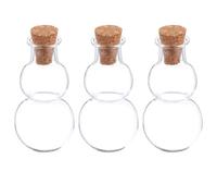 VILLCASE Set 3 Bottiglie a Forma di Zucca in Vetro Trasparente Tappo in Sughero Flaconi Portaoggetti e Barattoli dei Desideri per Decorazioni e Conservazione di Piccoli Oggetti