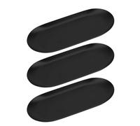 VILLCASE Set 3 Pezzi Vassoio per Manicure in Acciaio Inossidabile Nero Scanalature Elegante e Moderno per Salone e Uso Domestico, Organizer per Utensili e Deposito Polvere