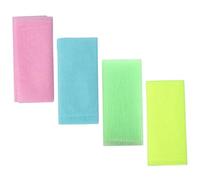 VILLCASE Set 4 Pezzi Asciugamani da Bagno Esfolianti in Nylon Bordi Rinforzati Panni Scrub Corpo per Rimuovere Cellule Morte Adatti per Uso Doccia e Pelle Liscia