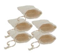 VILLCASE Set 5 Sacchetti Esfolianti per Sapone in Cotone e Lino con Coulisse Sacchetto per Sapone da Bagno Schiumogeno per Esfoliazione e Massaggio Accessori Bagno per Pelle Secca e Ruvida