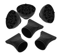 VILLCASE Set 6 Pezzi Accessori per Asciugacapelli Ugelli Concentratori e Diffusori in Plastica Nera per Styling Chioma Voluminosi e Ricci Compatibili per Uso Professionale e Domestico