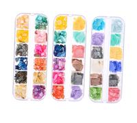 VILLCASE Set Manicure Unghie 36 Decorazioni Unghie Pratiche 3 Pezzi Pezzi di Conchiglia Naturale Scatola per Conservazione Stili multipli per Feste e Uscire Stili multipli