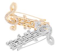 VILLCASE Spilla Musicale per Donna Strass e Forma di Chiave di Violino, 2 Pezzi, Accessori Eleganti per Vestiti e Borse