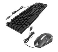 VILLCASE Tastiera Mouse USB Retroilluminati Tastiera Ergonomica Silenziosa con Luminosi Colorati Combo Cablato per Desktop Accessori Computer Gaming