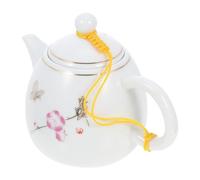 VILLCASE Teiera in Ceramica Bianca da 250ml con Decorazioni Dorate, Resistente al Calore e Durevole, per Servire Tè Elegante a Casa
