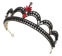 VILLCASE Tiara Corona Barocca Nuziale Retrò Strass Nero Copricapo da Regina e Principessa per Spose e Feste Set Gioielli da Sposa Elegante per Servizi Fotografici e Cerimonie