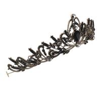 VILLCASE Tiara Nera Barocca Corona da Sposa in Cristallo Copricapo Vintage per Donne Costume da Regina Vampiro Accessori per Ballo di Fine Anno Halloween e Compleanni