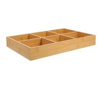 VILLCASE Vassoio Portaoggetti in Bambù 6 Scomparti per Acquerelli, Pastelli e Gessetti, Organizer per Casa e Spazi Scolastici