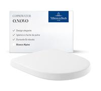 Villeroy & Boch O.novo sedile per WC, coperchio per WC con cerniere in acciaio inox, sedile in materiale duroplast resistente, pezzo di ricambio originale per coprowater, forma a D, bianco, lucido