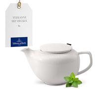 Villeroy & Boch - Afina teiera con coperchio e filtro inclusi, teiera in porcellana Premium, made in Germany, lavabile in lavastoviglie e utilizzabile nel microonde, bianco