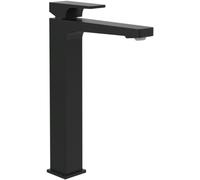 Villeroy & Boch Architectura Square - Rubinetto rialzato per lavabo, con scarico push-open, per lavabo, a risparmio idrico, altezza 258 mm, rettangolare, nero opaco