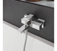 Villeroy & Boch Architectura Square rubinetteria a parete per vasca da bagno, rubinetto per vasca con protezione antiriflusso e funzione deviatore, miscelatore per vasca a risparmio idrico, cromato