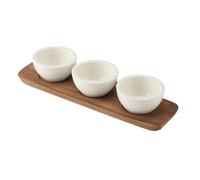 Villeroy & Boch Artesano Original Set di ciotoline per Salse, 4 Pezzi, Porcellana Premium,Legno, Bianco