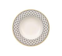 Villeroy & Boch Audun Promenade Piatto Fondo, 24 cm, Porcellana Premium, Bianco/Grigio/Giallo